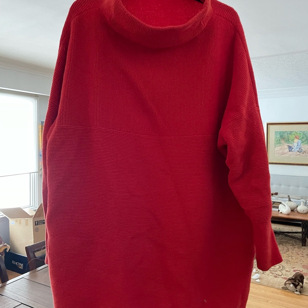 Free People  Ottoman Slouch Red Cowl Neck Oversized Sweater